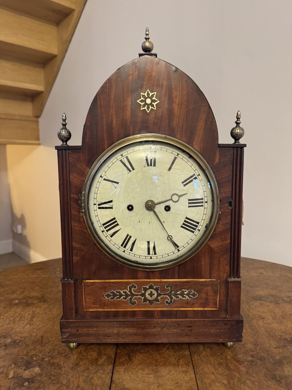Outstanding Quality Large Antique Regency Mahogany Brass Inlaid Bracket Clock photo vinterior