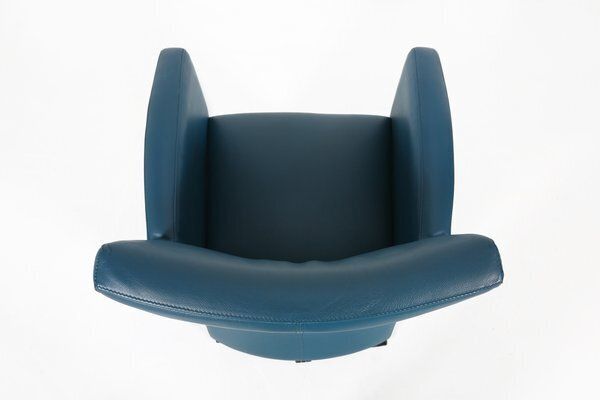photo for sale Vintage Lounge Chair In Blue Leather From Leolux, 1990s