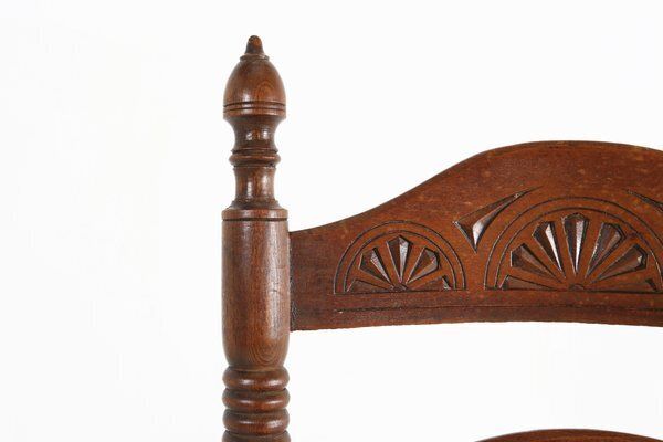 Antique French Wooden Armchair With Cane Seat, 1890s photo for sale
