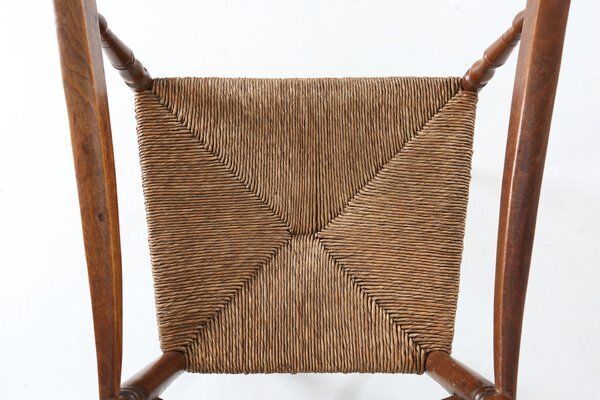 photo for sale Antique French Wooden Armchair With Cane Seat, 1890s