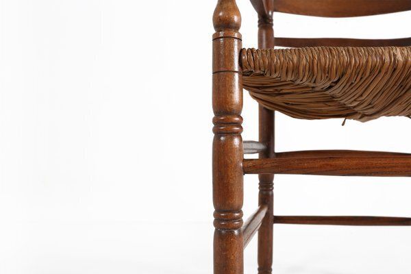 photo buy Antique French Wooden Armchair With Cane Seat, 1890s