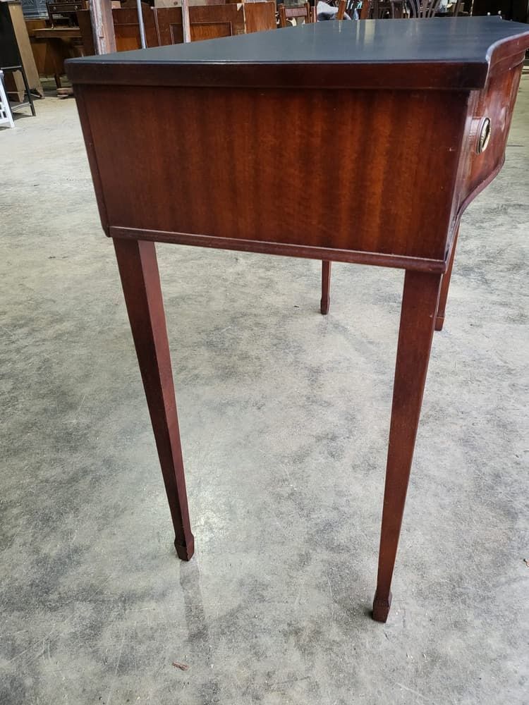 Antique Repro Mahogany Serpentine Sideboard Serving Table Drawer Fluted Legs photo vintage