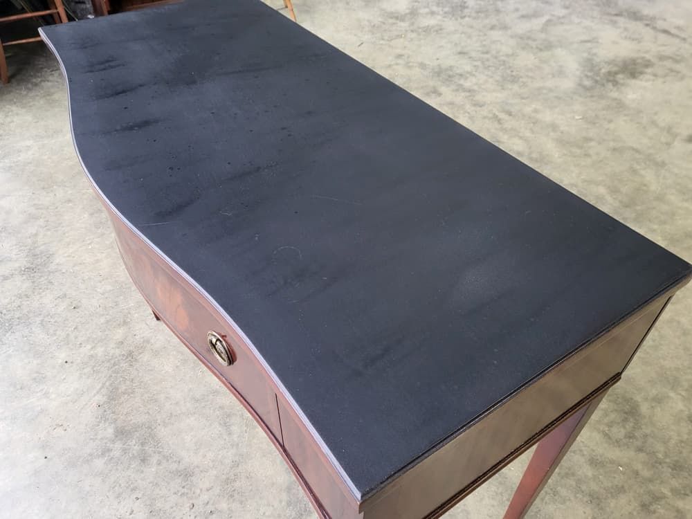 photo for sale Antique Repro Mahogany Serpentine Sideboard Serving Table Drawer Fluted Legs