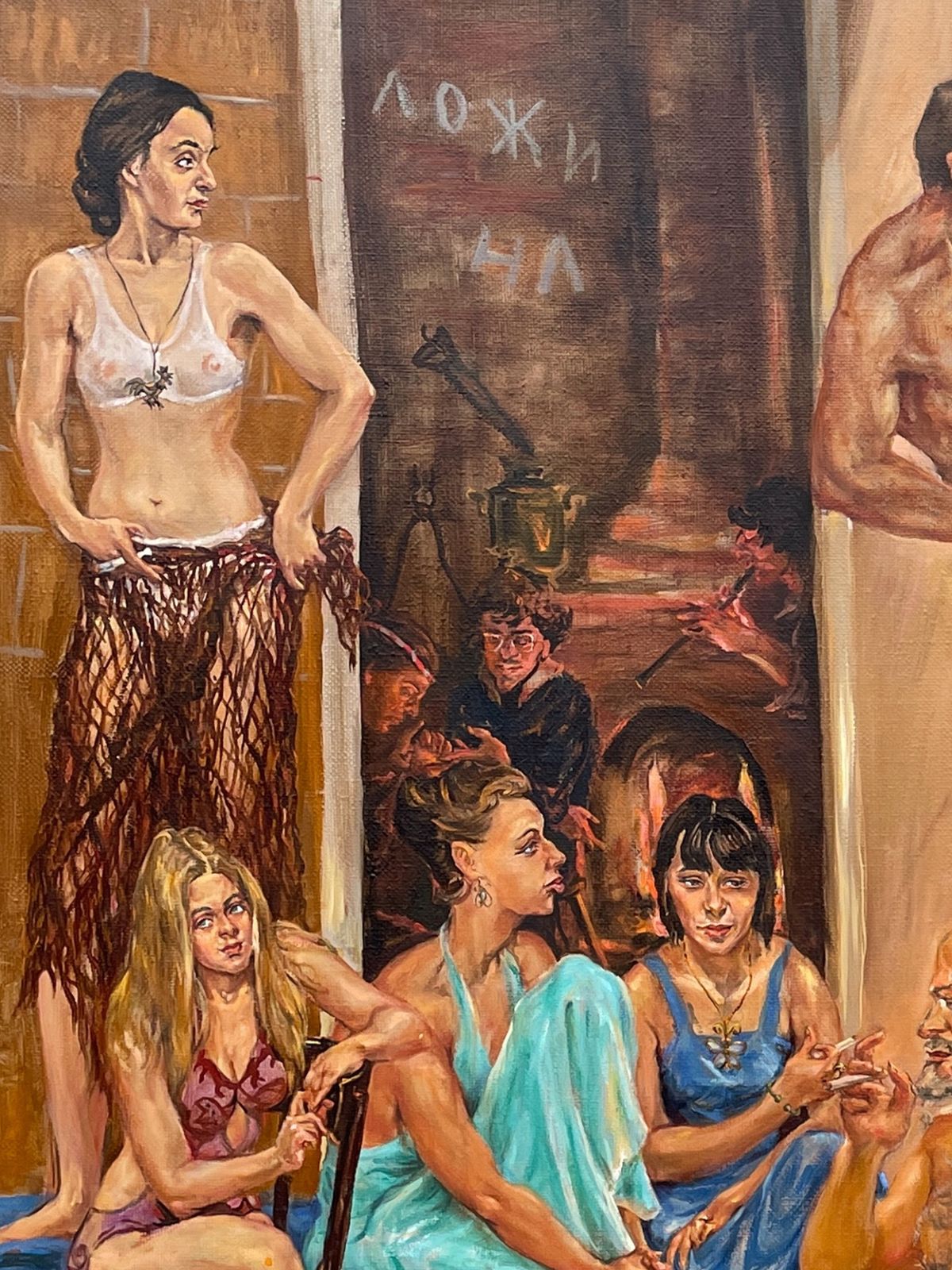 "The Party" Huge Oil On Canvas. Dmitry Gordeyev (1940 2011). Russian Artist. photo Art