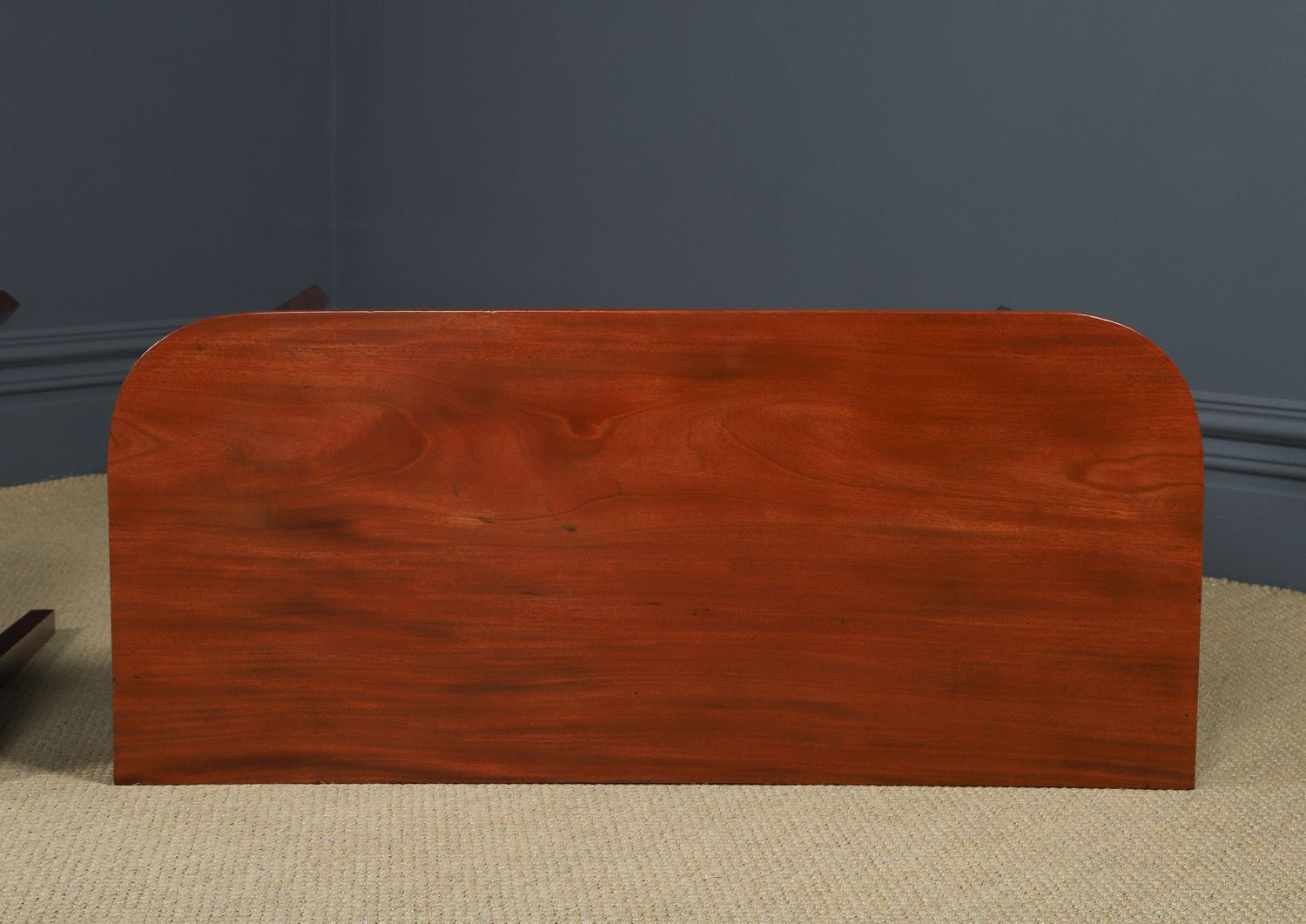 photo vintage English Pair Of Georgian Mahogany Console Side Hall Occasional D Shaped End Tables (Circa 1800)