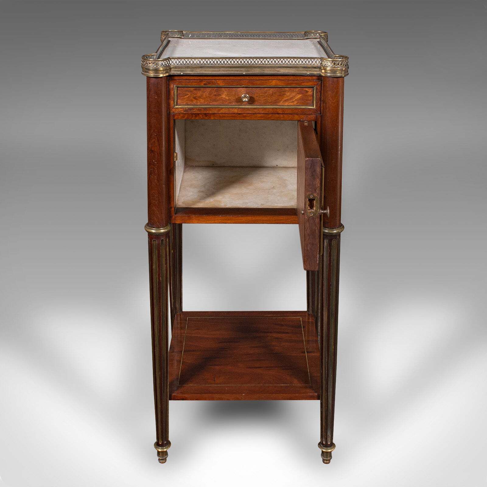 Antique Bedside Table, French, Walnut, Marble, Nightstand, Victorian, Circa 1840 photo Furniture