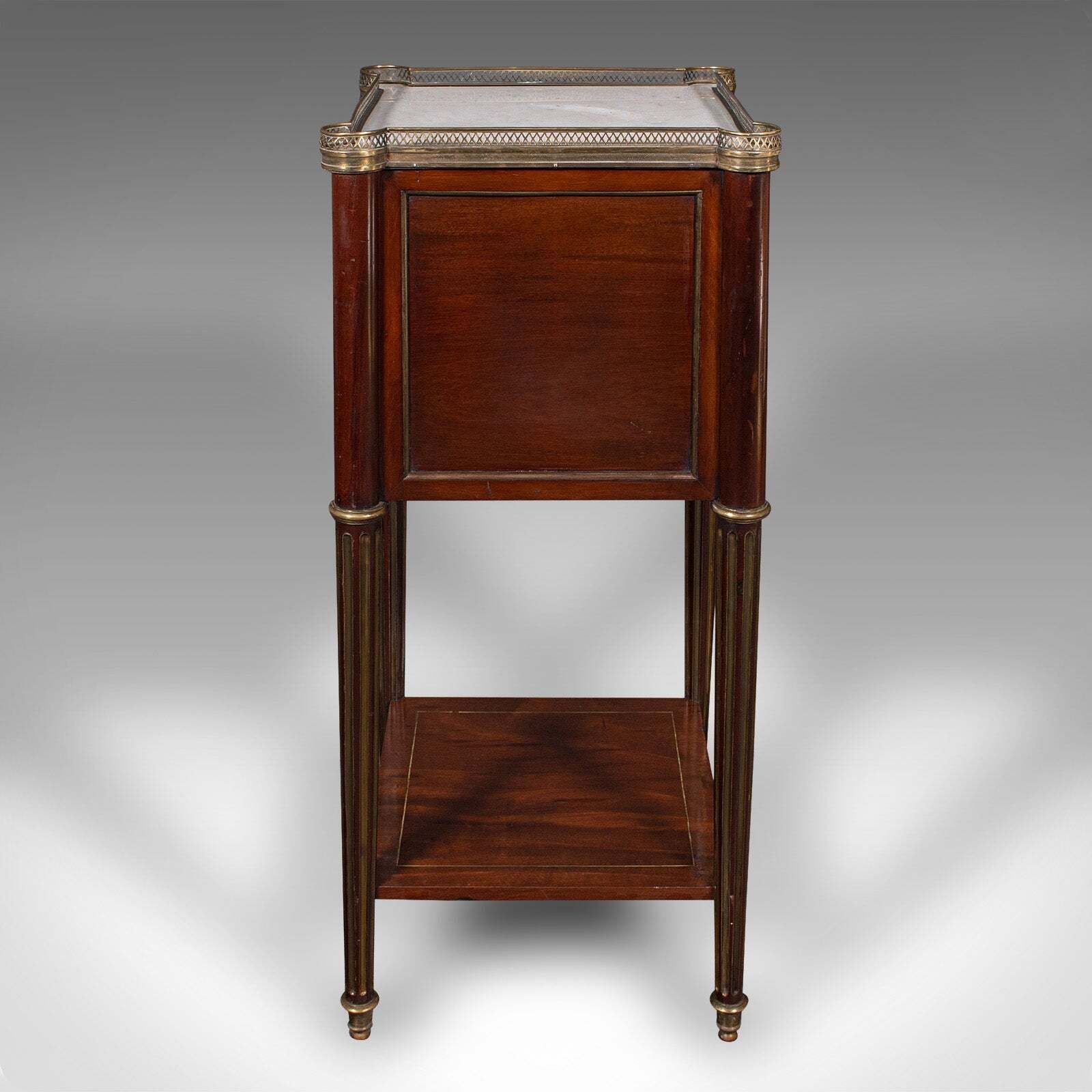 Antique Bedside Table, French, Walnut, Marble, Nightstand, Victorian, Circa 1840 photo vinterior
