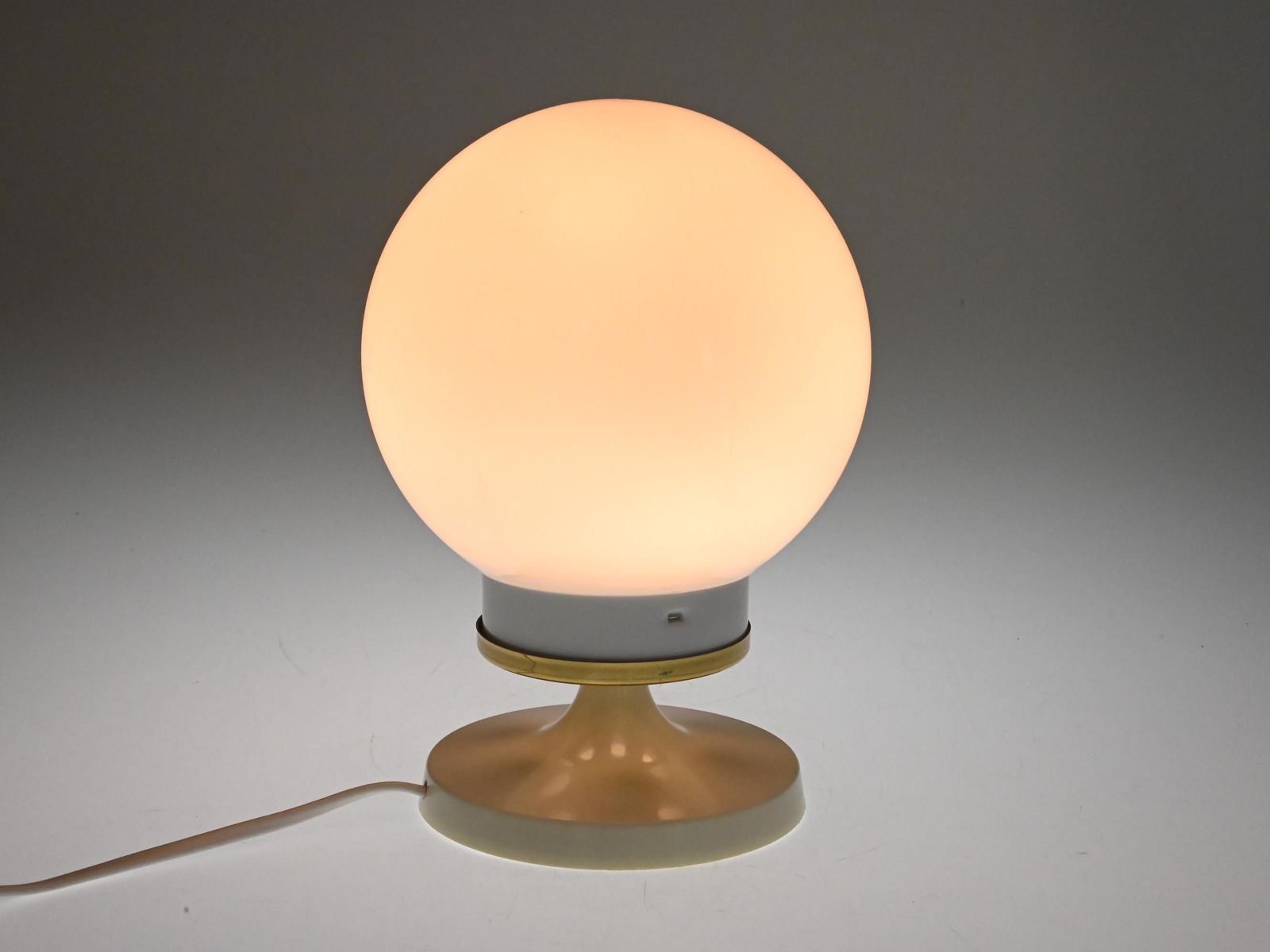 Vintage Glass Table Lamp, Globe Shade, White Table Lamp, Globe Lamp, Glass Globe Lamp, Desk Lamp, Mid Century Lamp, Vintage Light, Old Lamp photo furniture