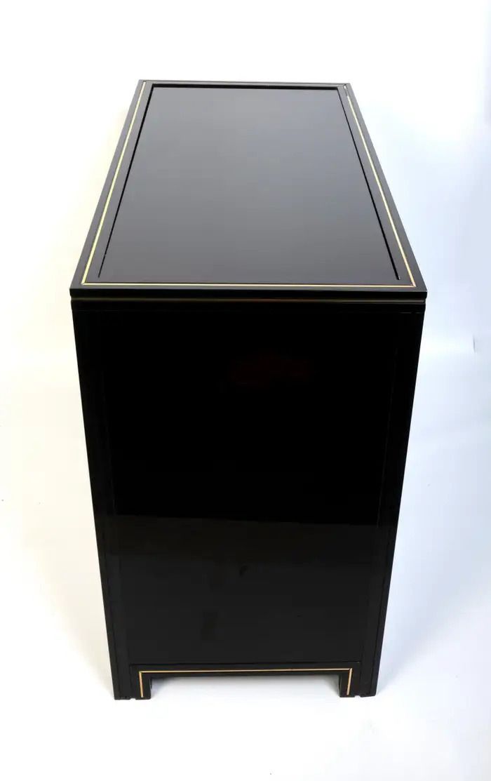 photo furniture 1970's French Black Lacquered Cabinet