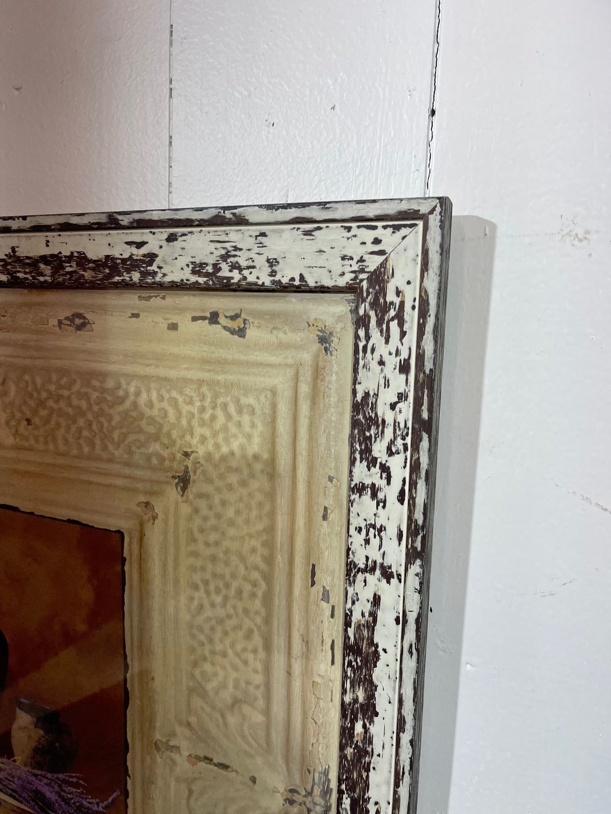 Mid Century Distressed Wooden Picture Frame With Artisan Print photo vinterior