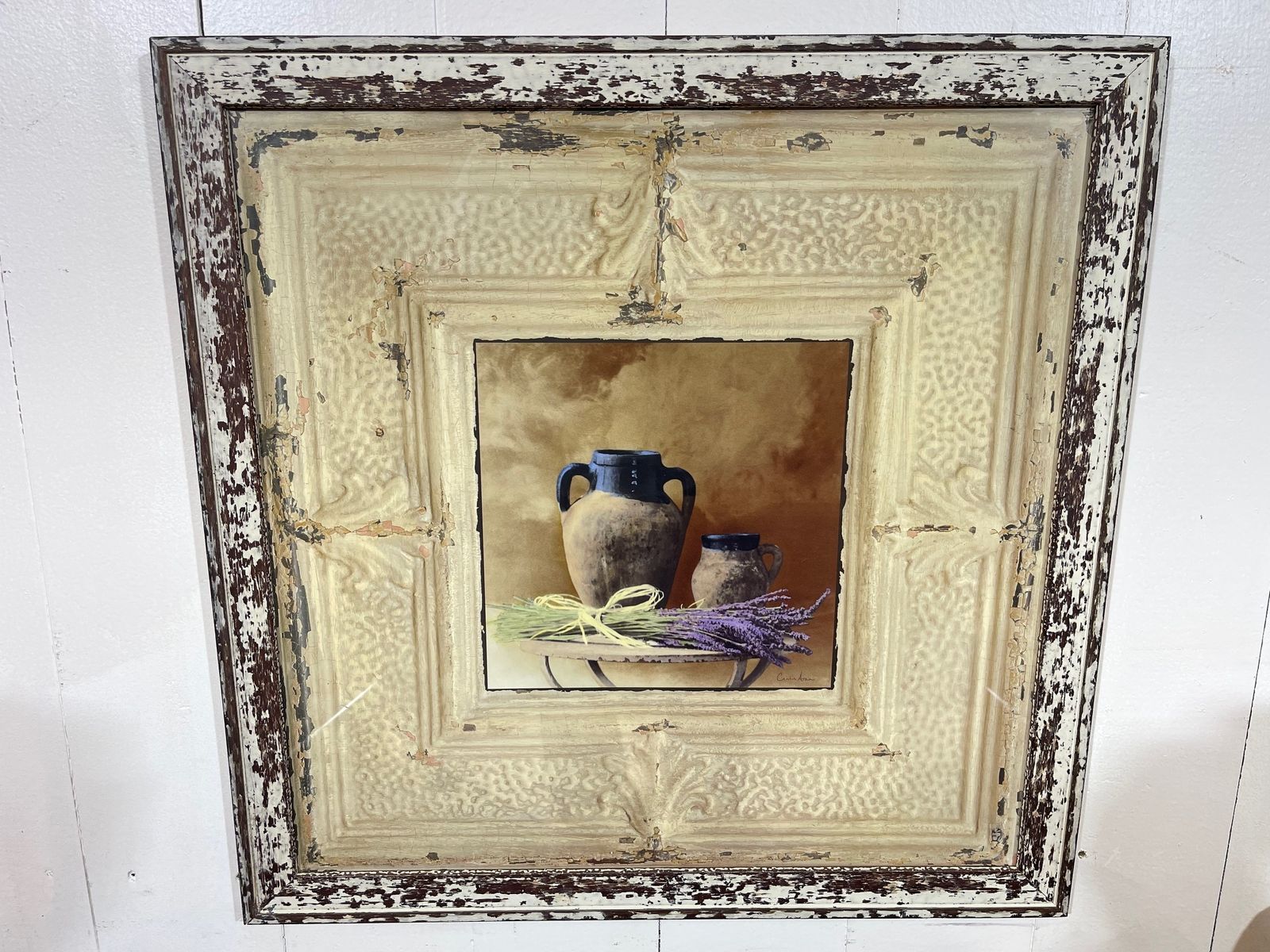 Mid Century Distressed Wooden Picture Frame With Artisan Print photo buy