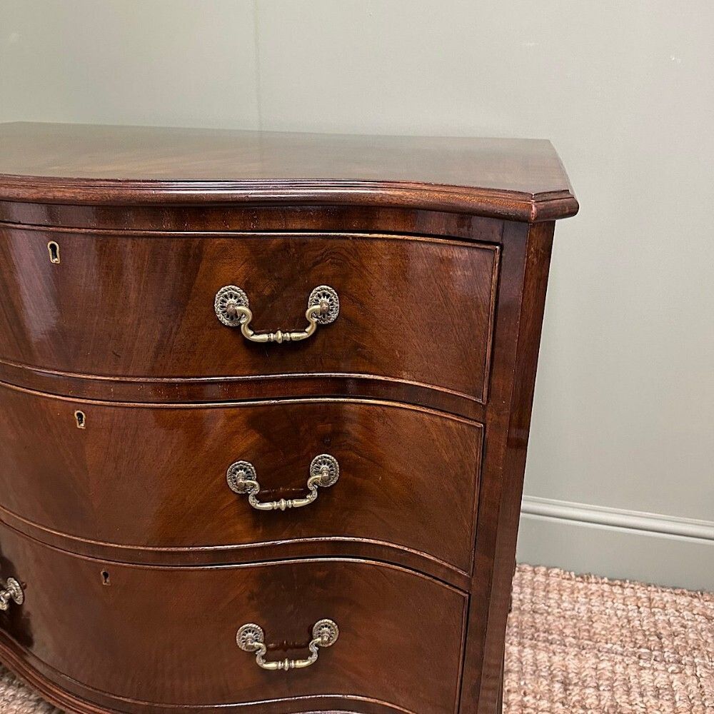 Stunning Small Antique Edwardian Serpentine Chest Of Drawers photo 795.0