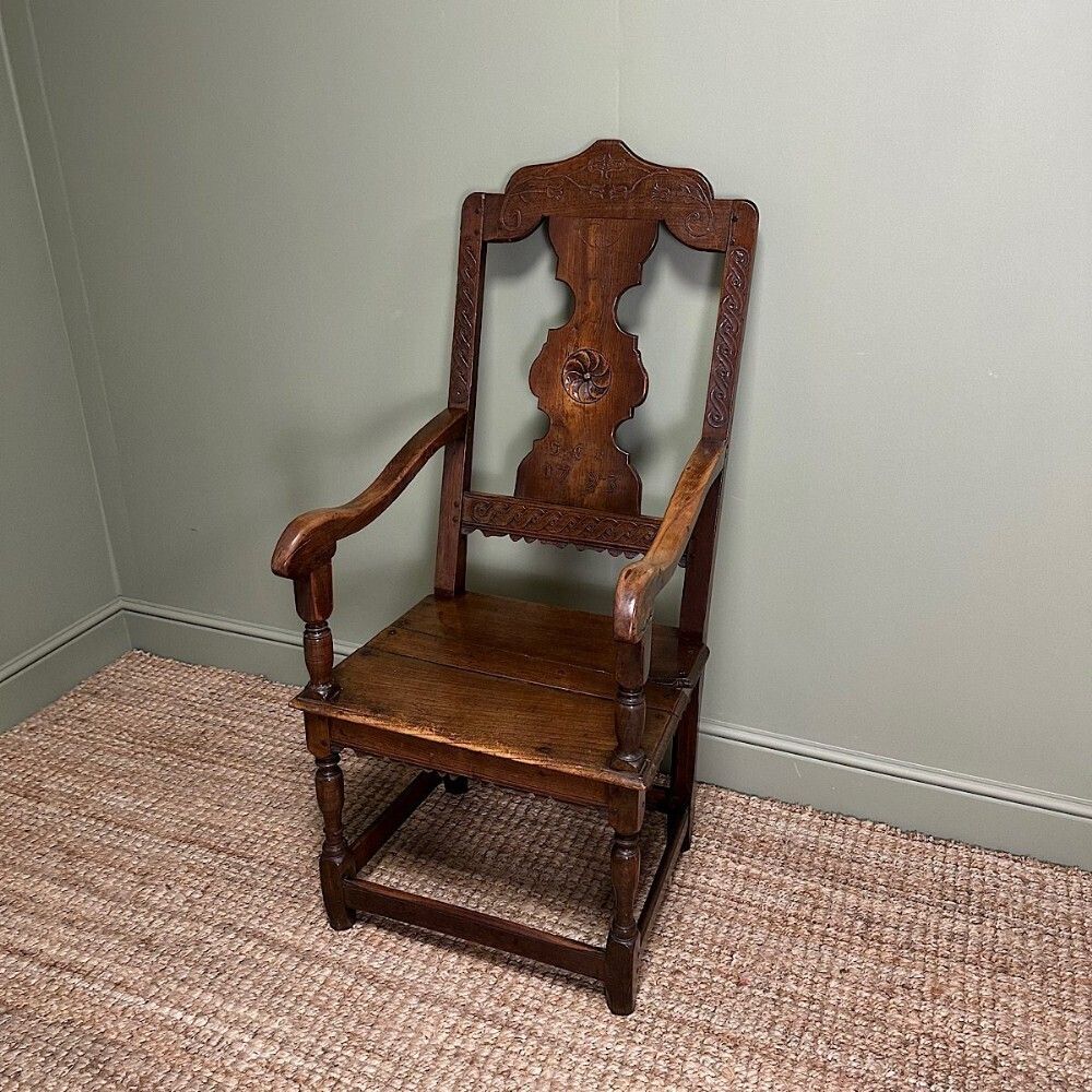 photo furniture Period Oak Georgian Antique Country Chair Dated 1793