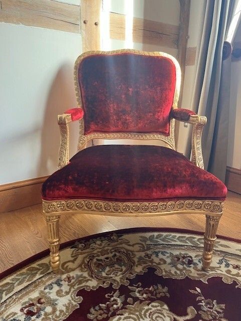 James Giltwood Chair   Red & Gold photo for sale
