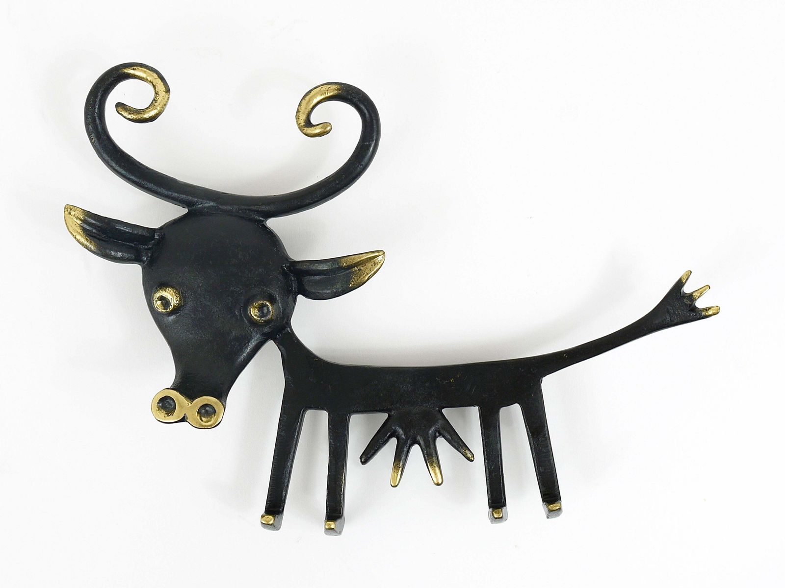 Walter Bosse Cow Sculpture Brass Key Hanger By Herta Baller, Austria, 1950s photo furniture