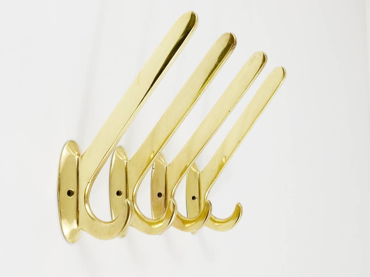 Four Art Nouveau Handmade Brass Wall Hooks, Austria, 1920s photo buy