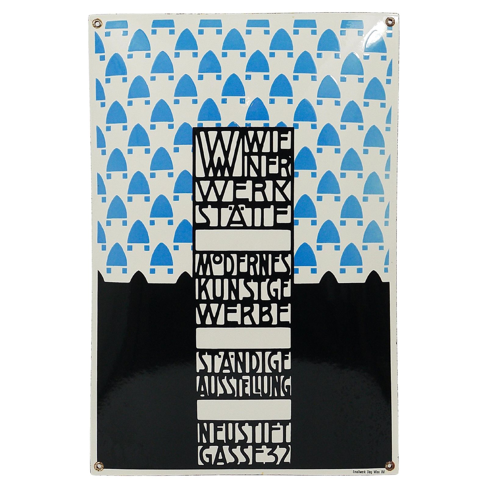 Josef Hoffmann Wiener Werkstätte Vienna Art Nouveau Enamel Advertising Sign