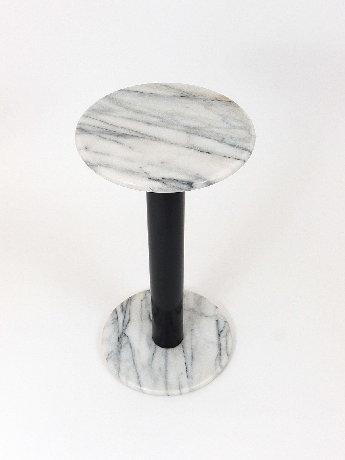 Postmodern White Carrara Marble Flower Stand Pedestal Table, Italy, 1980s photo furniture