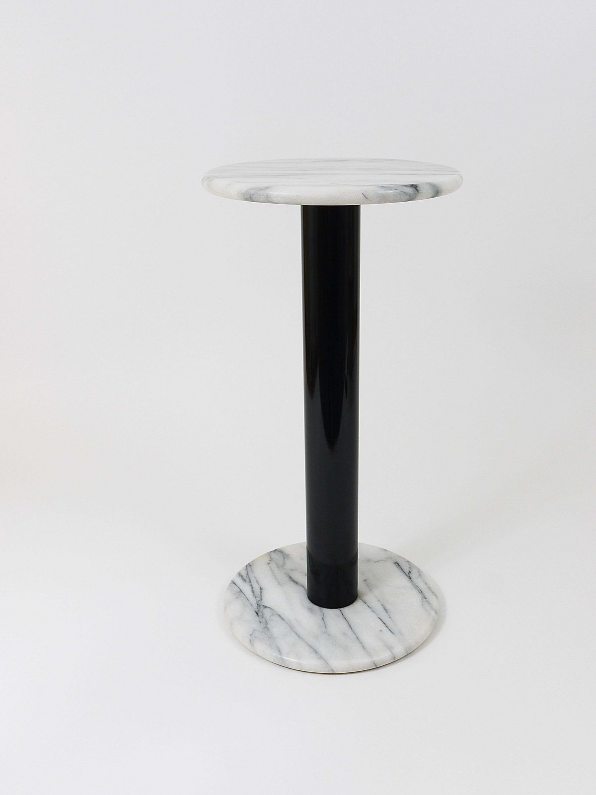 photo furniture Postmodern White Carrara Marble Flower Stand Pedestal Table, Italy, 1980s