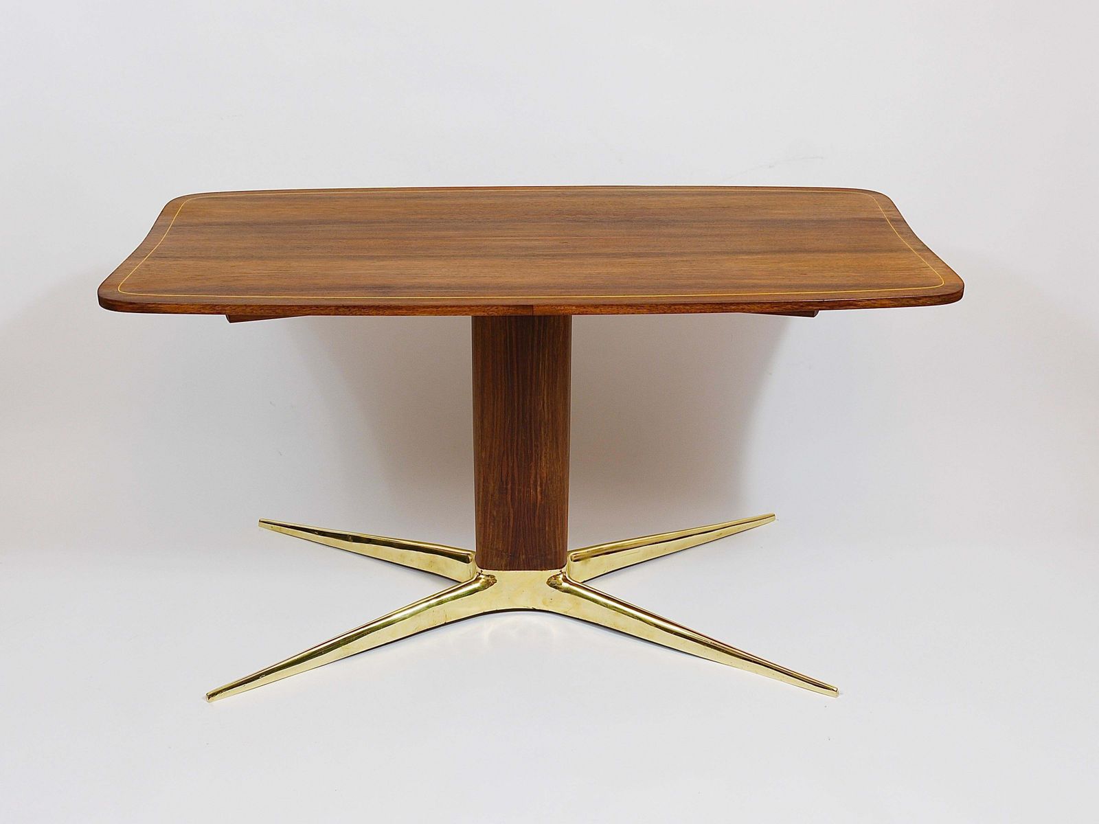 Oswald Haerdtl X Hagenauer Vienna Brass & Walnut Coffee Table, Austria, 1950s photo furniture