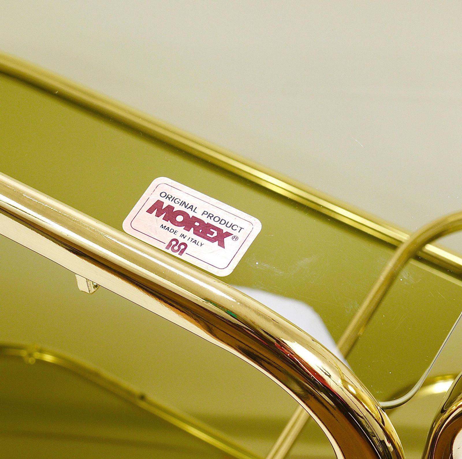 Golden Morex Italy Hollywood Regency Mirror Bar Cart Drinks Trolley, 1970s photo for sale