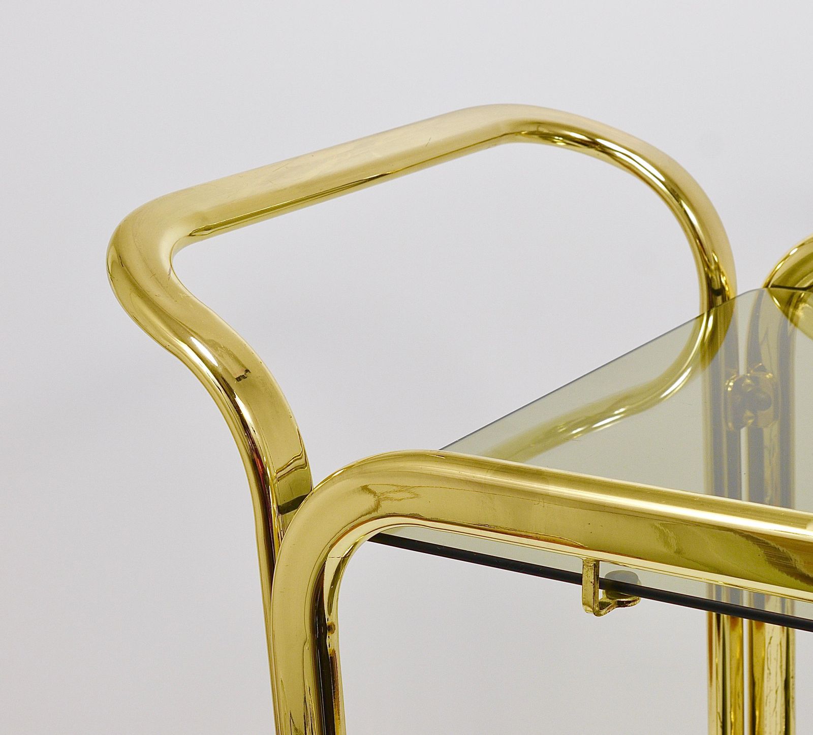 photo vintage Golden Morex Italy Hollywood Regency Mirror Bar Cart Drinks Trolley, 1970s