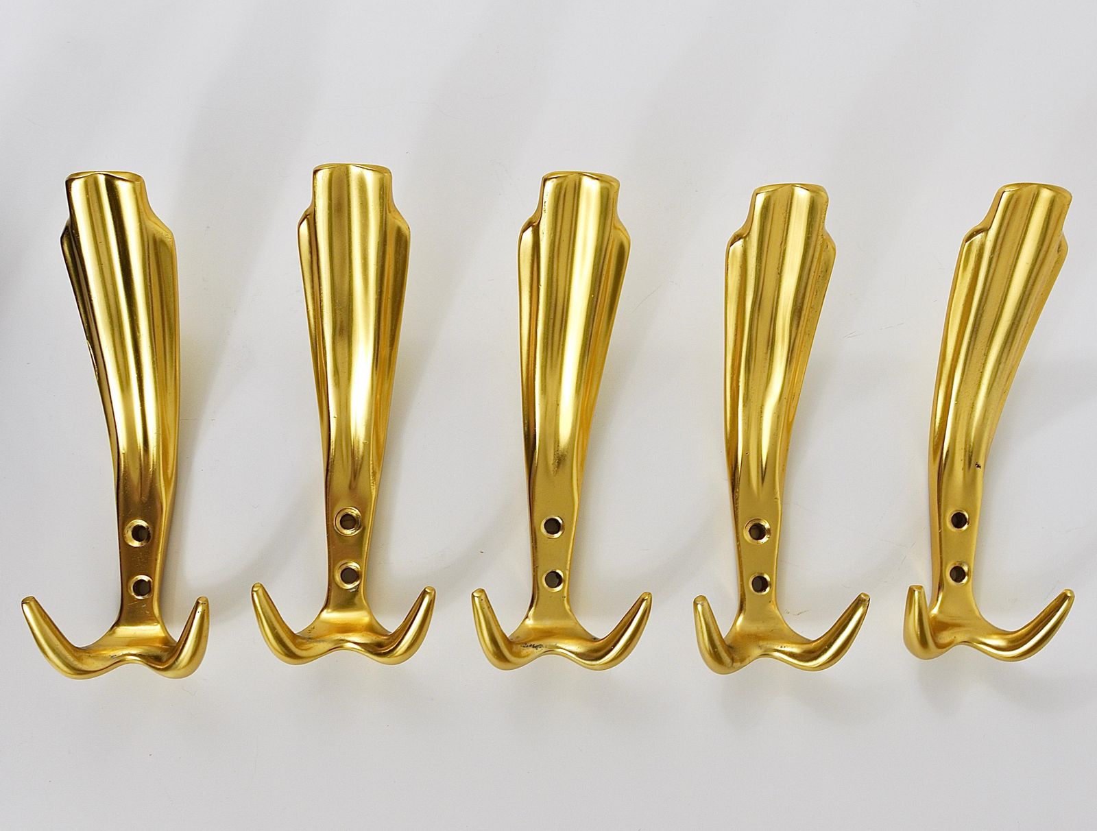 145.0 Up To Five Golden Hollywood Regency Wall Coat Hooks, Italy, 1970s photo