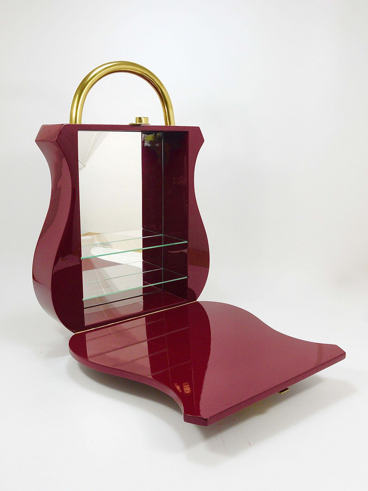 Aldo Tura Style Padlock Spirits Dry Home Bar Cabinet, Italy, 1970s photo for sale