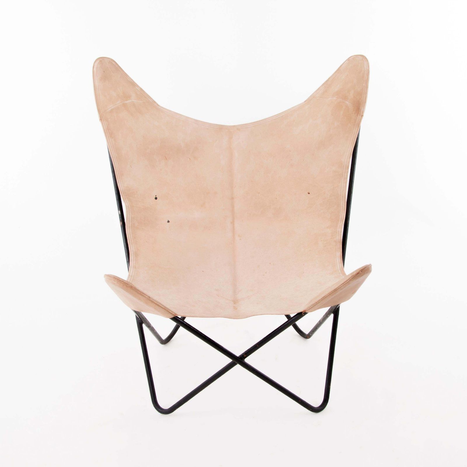 photo for sale Four Carl Aubock Butterly Fledermaus Suede Leather Chairs, Vienna, 1960s