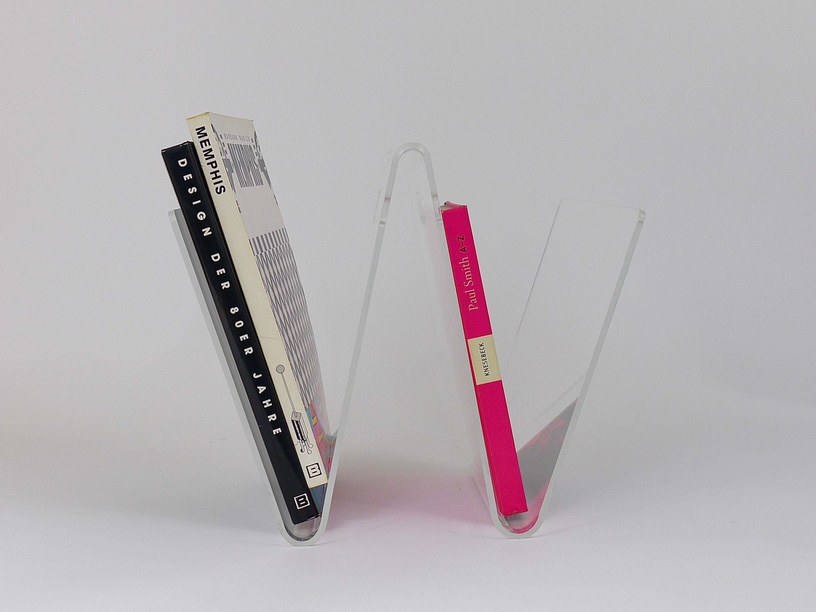 Postmodern Lucite Zigzag News Rack Magazine Stand, Italy, 1980s photo Home Decor