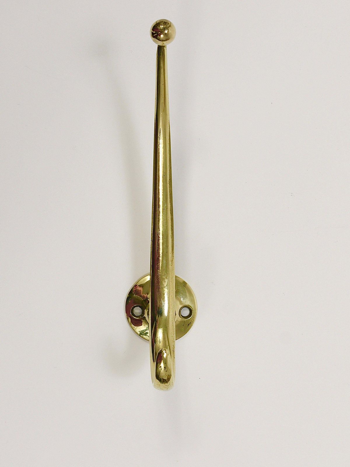 Two Franz Hagenauer Vienna Mid Century Curved Brass Wall Coat Hooks, 1950s photo vintage