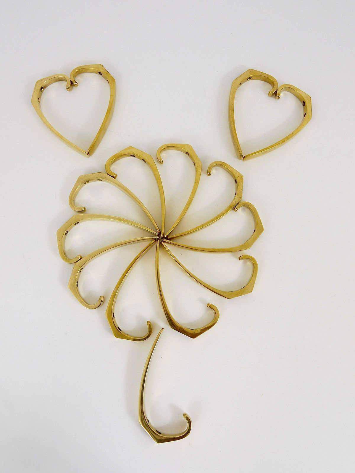 9x Midcentury Brass Wall Coat Hooks By Herta Baller Vienna, Austria,  1950s photo furniture