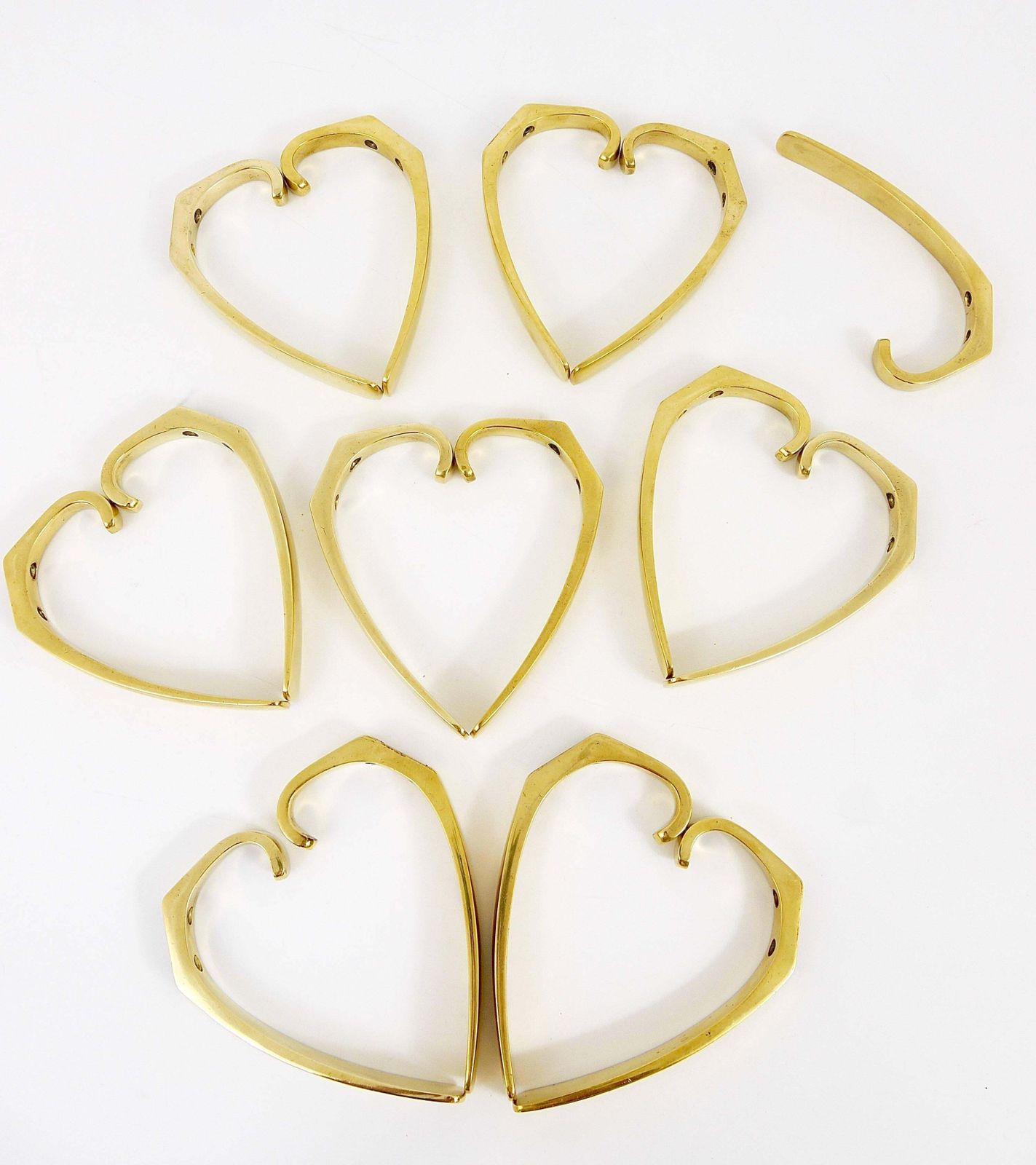 9x Midcentury Brass Wall Coat Hooks By Herta Baller Vienna, Austria,  1950s photo vinterior
