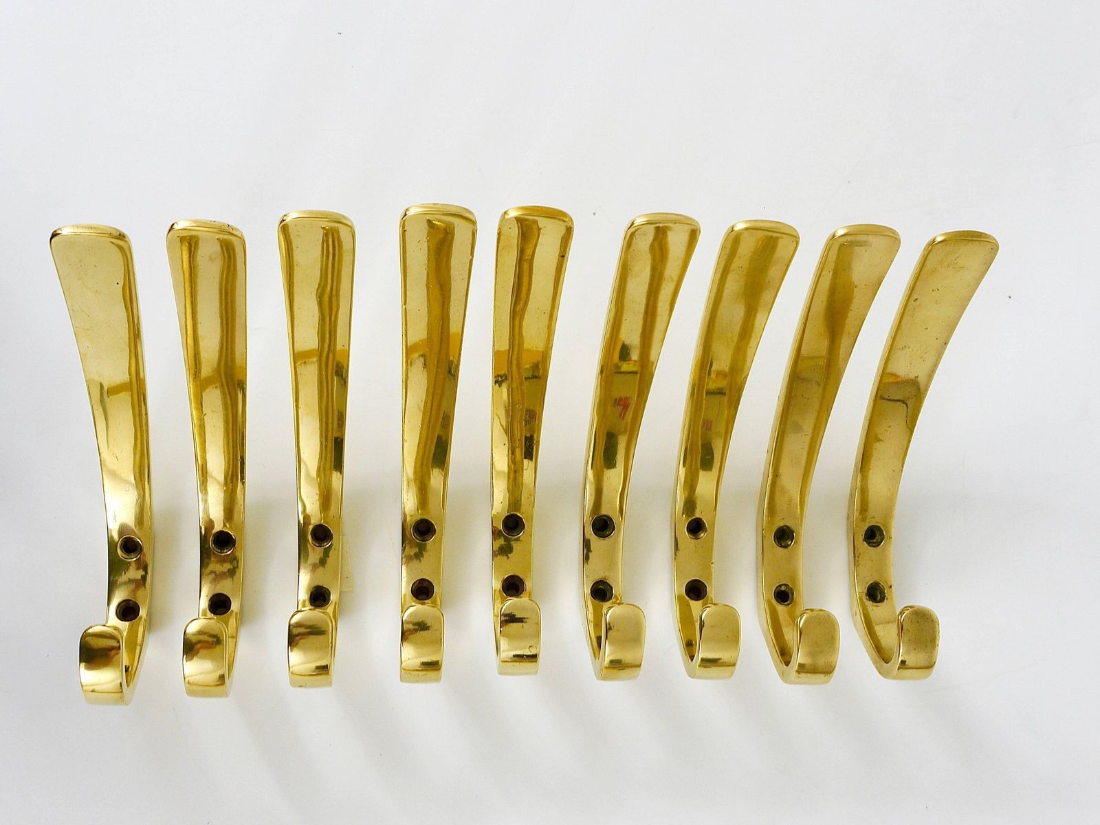 photo furniture 9x Midcentury Brass Wall Coat Hooks By Herta Baller Vienna, Austria,  1950s