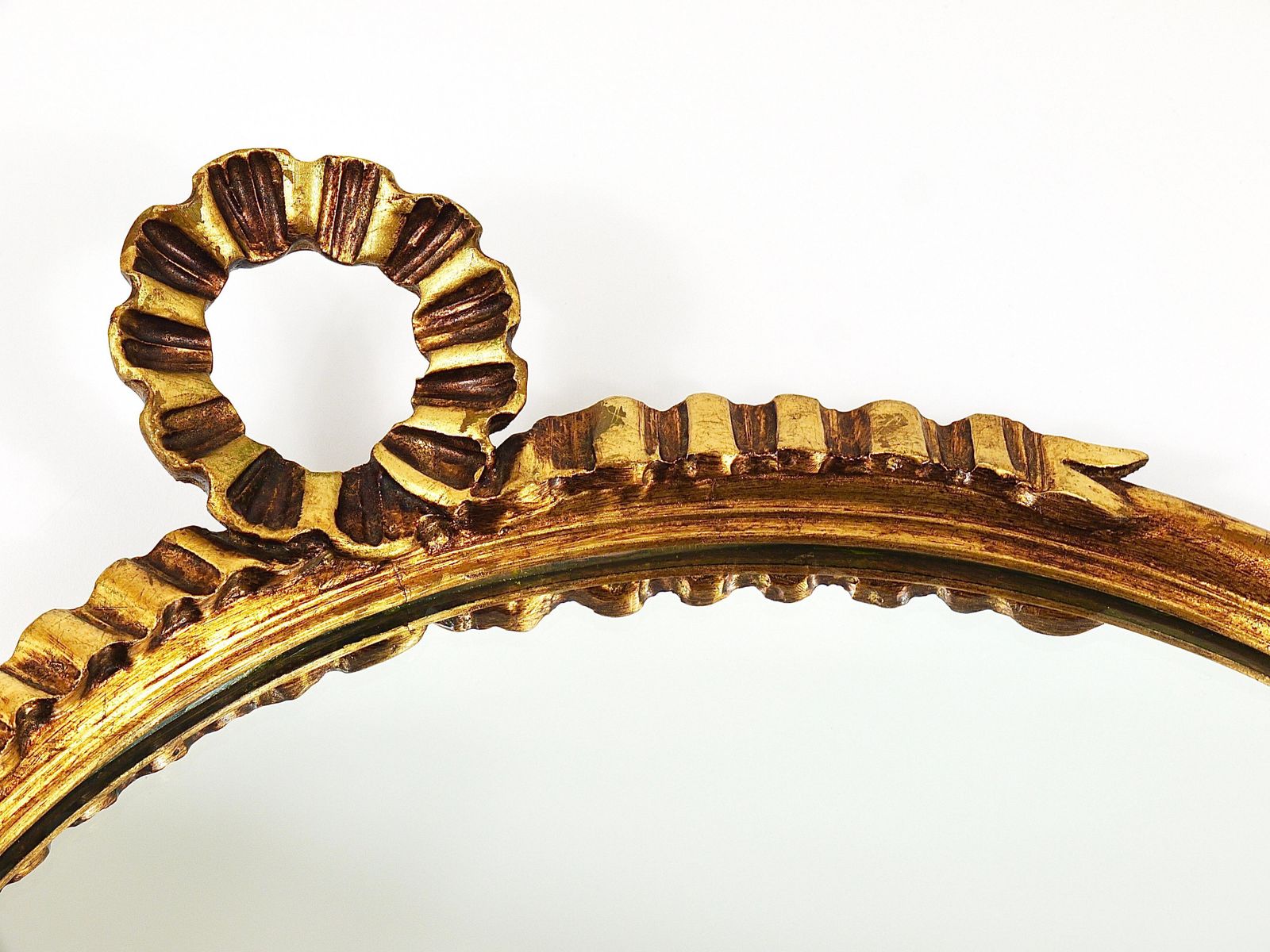 1290.0 Round Midcentury Gilt Wood Wall Mirror, C. Allodi & G. Subelli, Italy, 1950s photo