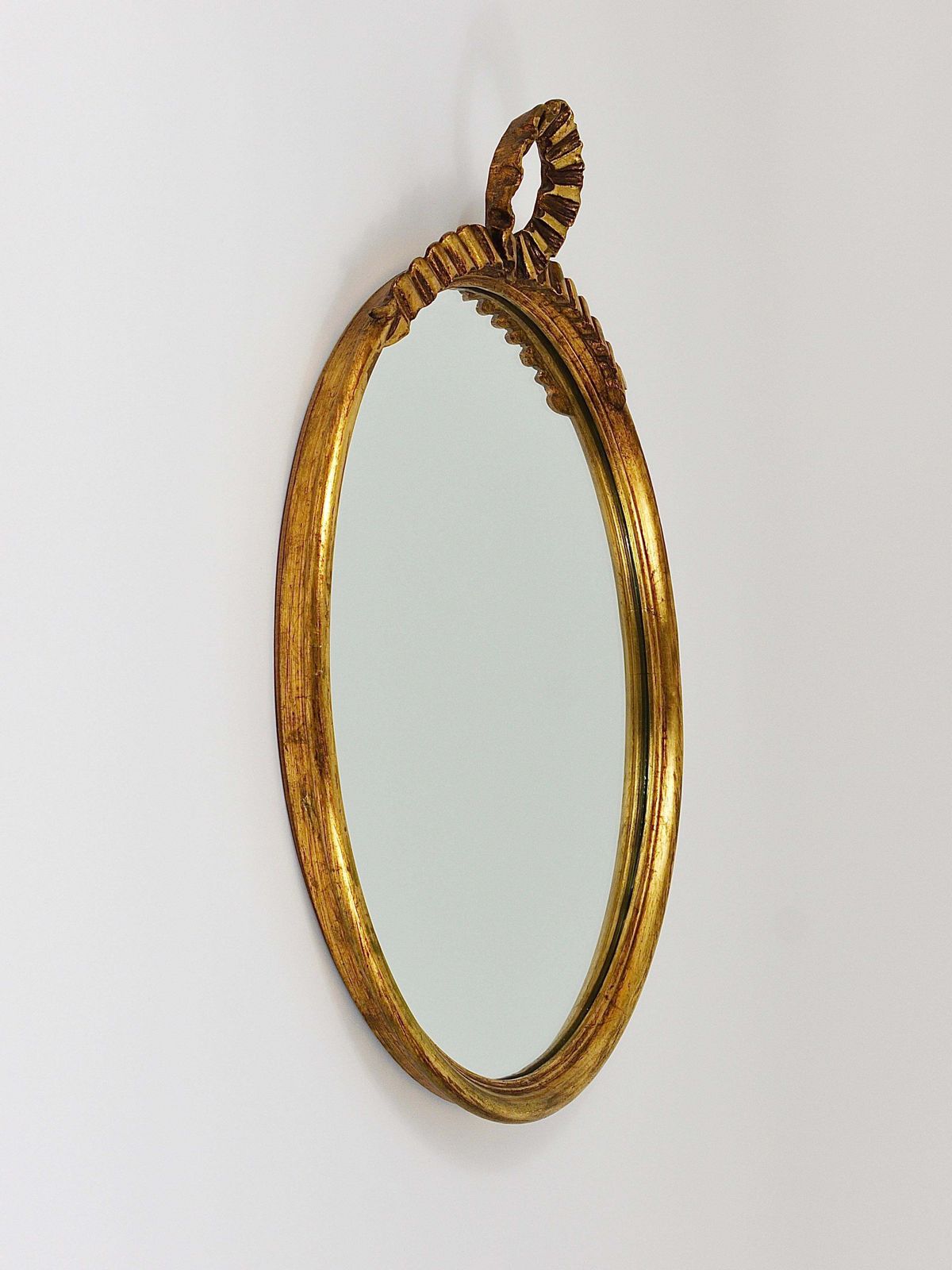 photo buy Round Midcentury Gilt Wood Wall Mirror, C. Allodi & G. Subelli, Italy, 1950s