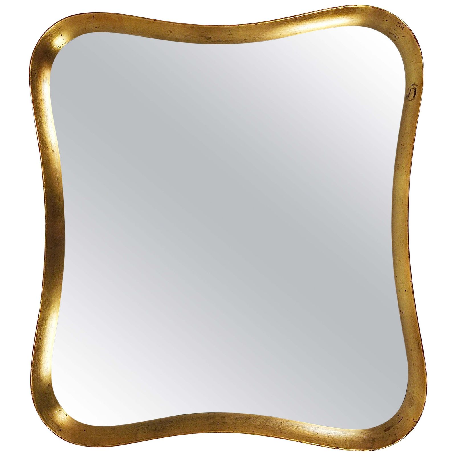 Gio Ponti Style Gilt Wood Mirror By Max Welz Vienna, Austria, 1940s