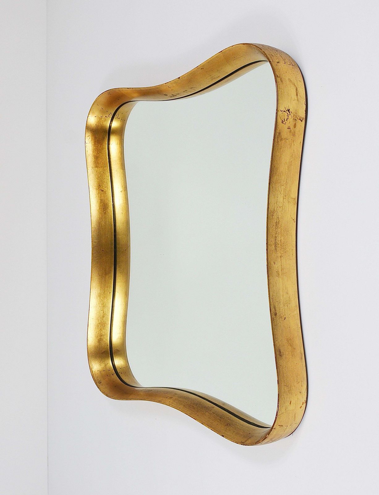 Gio Ponti Style Gilt Wood Mirror By Max Welz Vienna, Austria, 1940s photo furniture