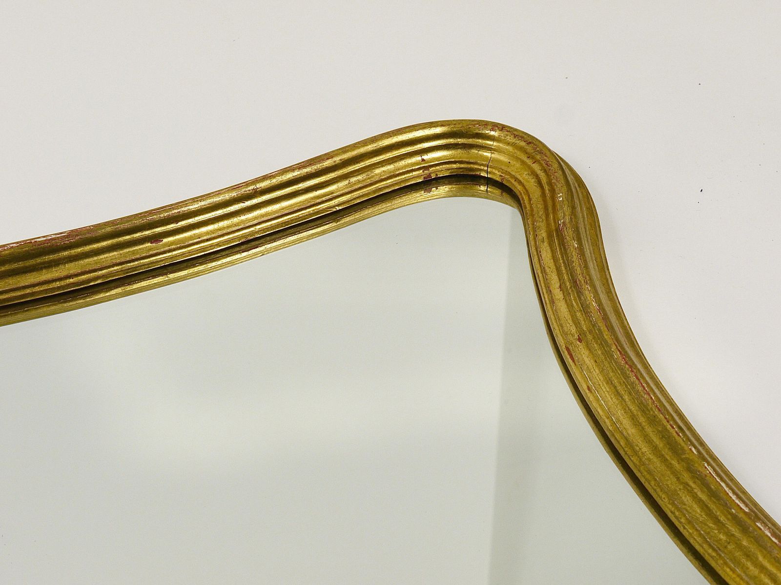 Chelini Firenze Curved Gilt Wood Mid Century Wall Mirror, Italy, 1950s photo buy