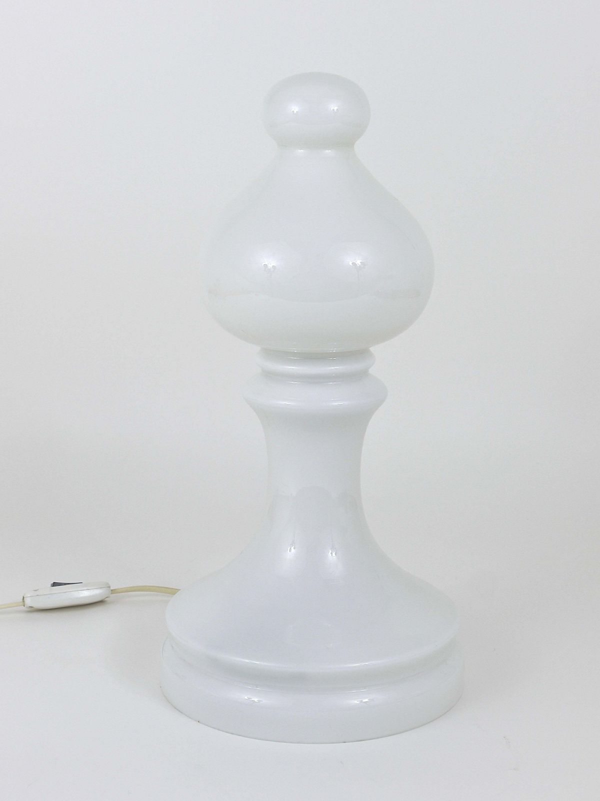 White Ivan Jakes Bishop Chess Lamp, Made Of White Glass, Czechoslovakia, 1970s photo vinterior