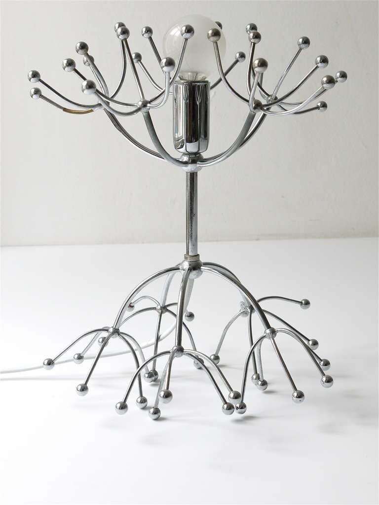 photo furniture Two Gaetano Sciolari Chrome Sputnik Side Or Table Lamps, Midcentury Italy, 1960s