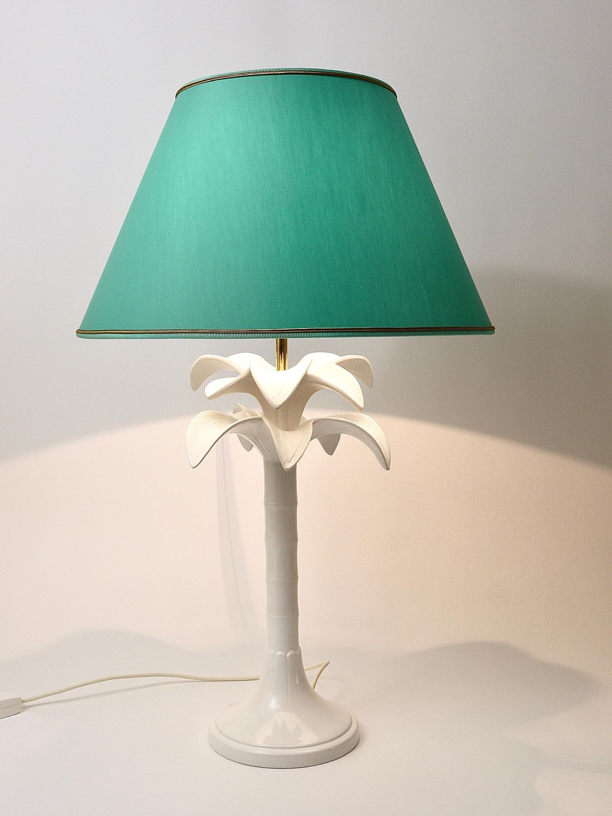 Tommaso Barbi White Palm Tree Faux Bamboo Table Lamp, Italy, 1970s photo furniture