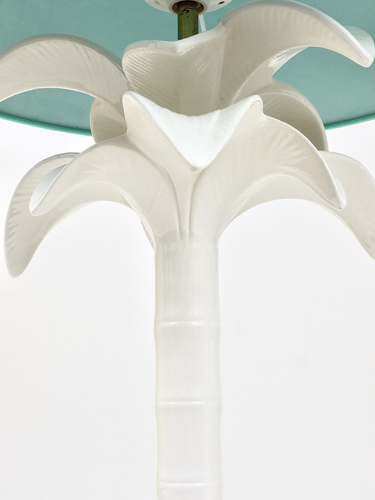 photo for sale Tommaso Barbi White Palm Tree Faux Bamboo Table Lamp, Italy, 1970s