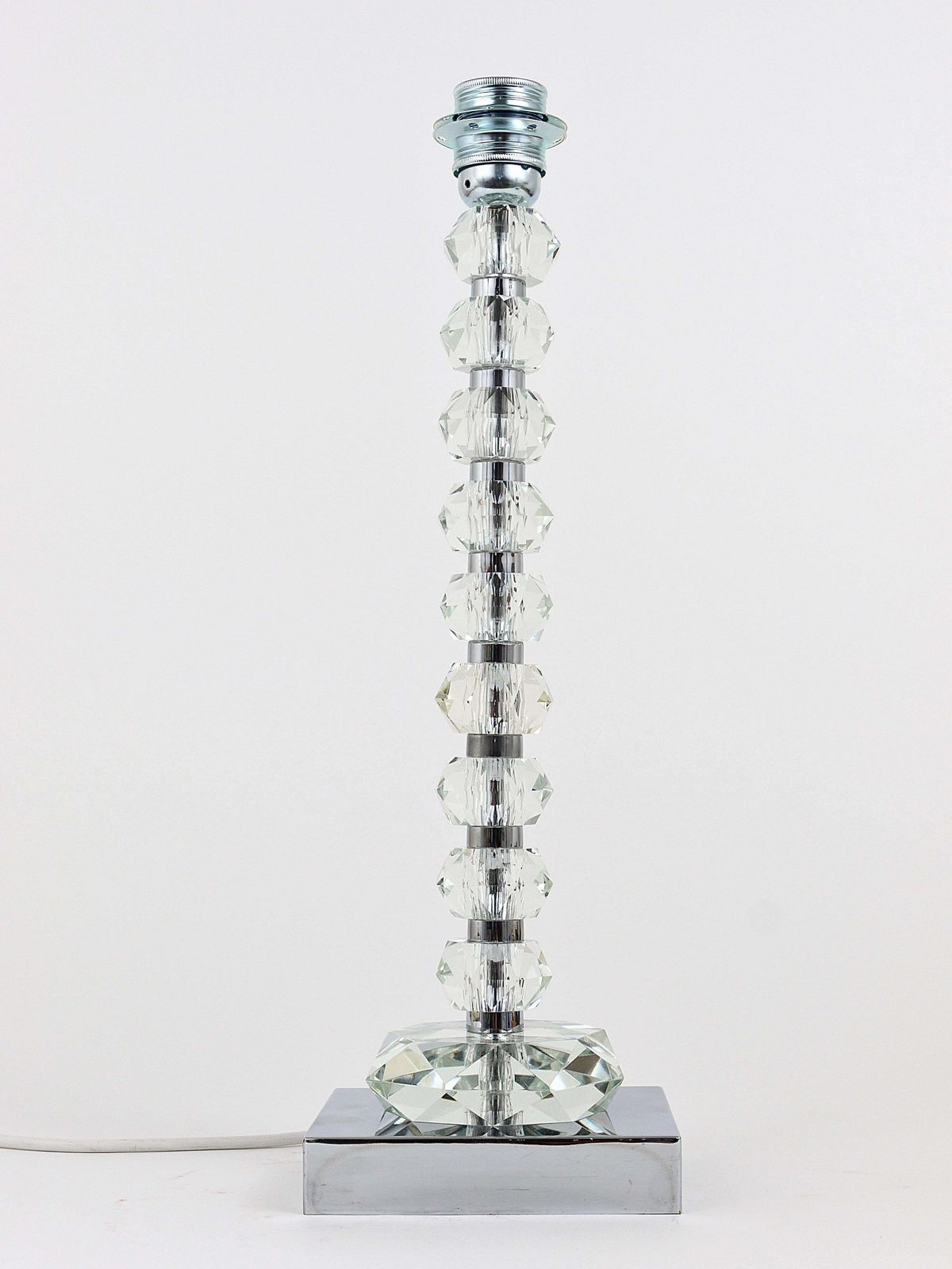 Two Bakalowits Table Lamps With Huge Faceted Diamond Crystals, Austria, 1970s photo Lighting