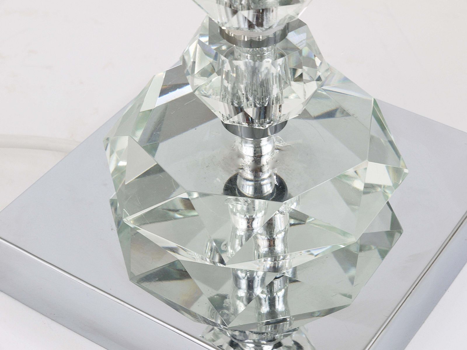 Two Bakalowits Table Lamps With Huge Faceted Diamond Crystals, Austria, 1970s photo buy