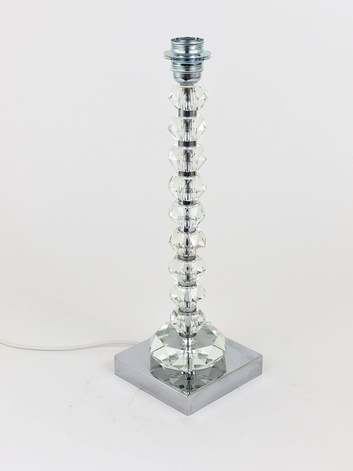 Lighting Two Bakalowits Table Lamps With Huge Faceted Diamond Crystals, Austria, 1970s photo