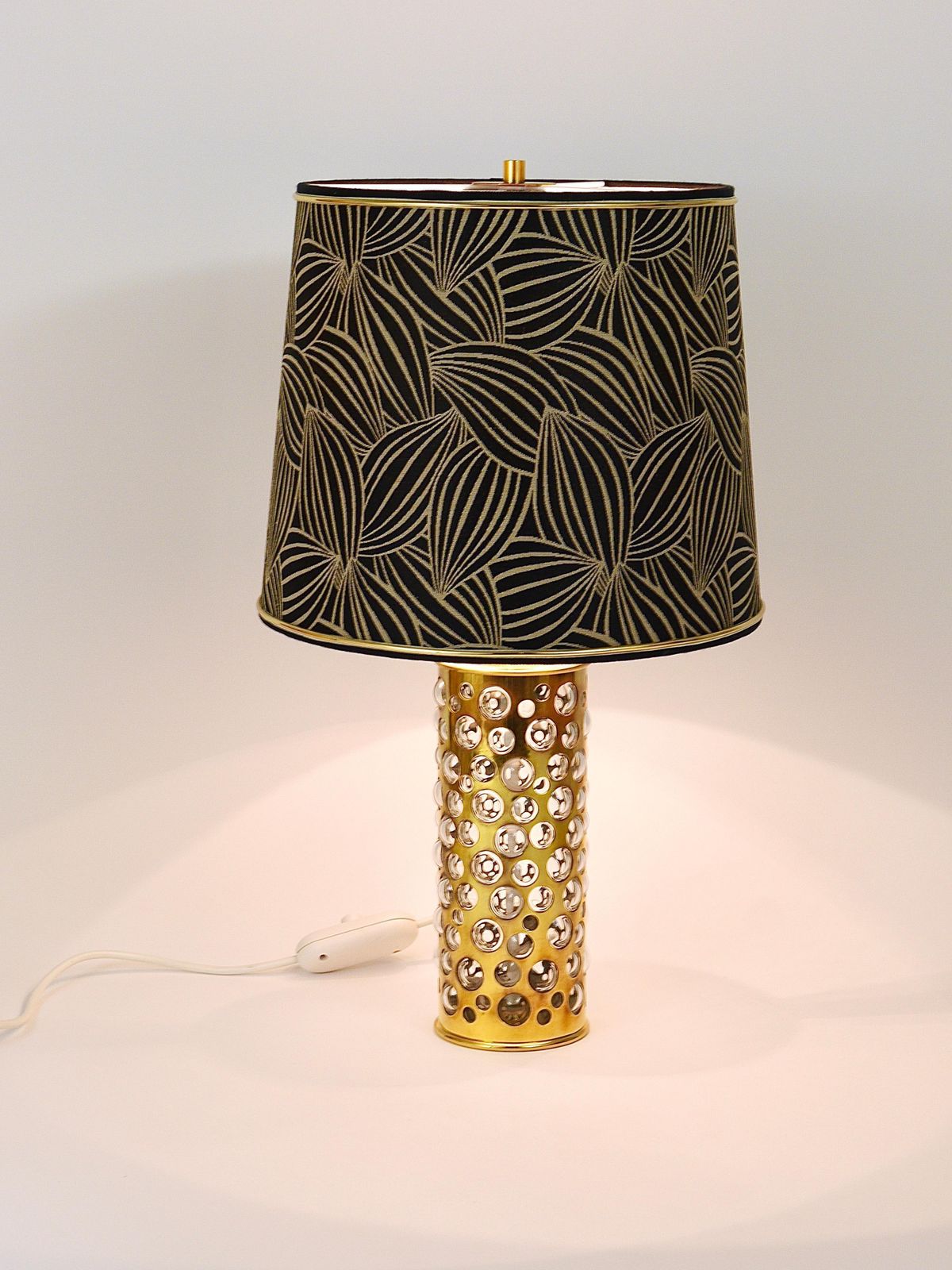 Rupert Nikoll Midcentury Brass Tube Bubble Glass Table Lamp, Austria, 1950s photo for sale