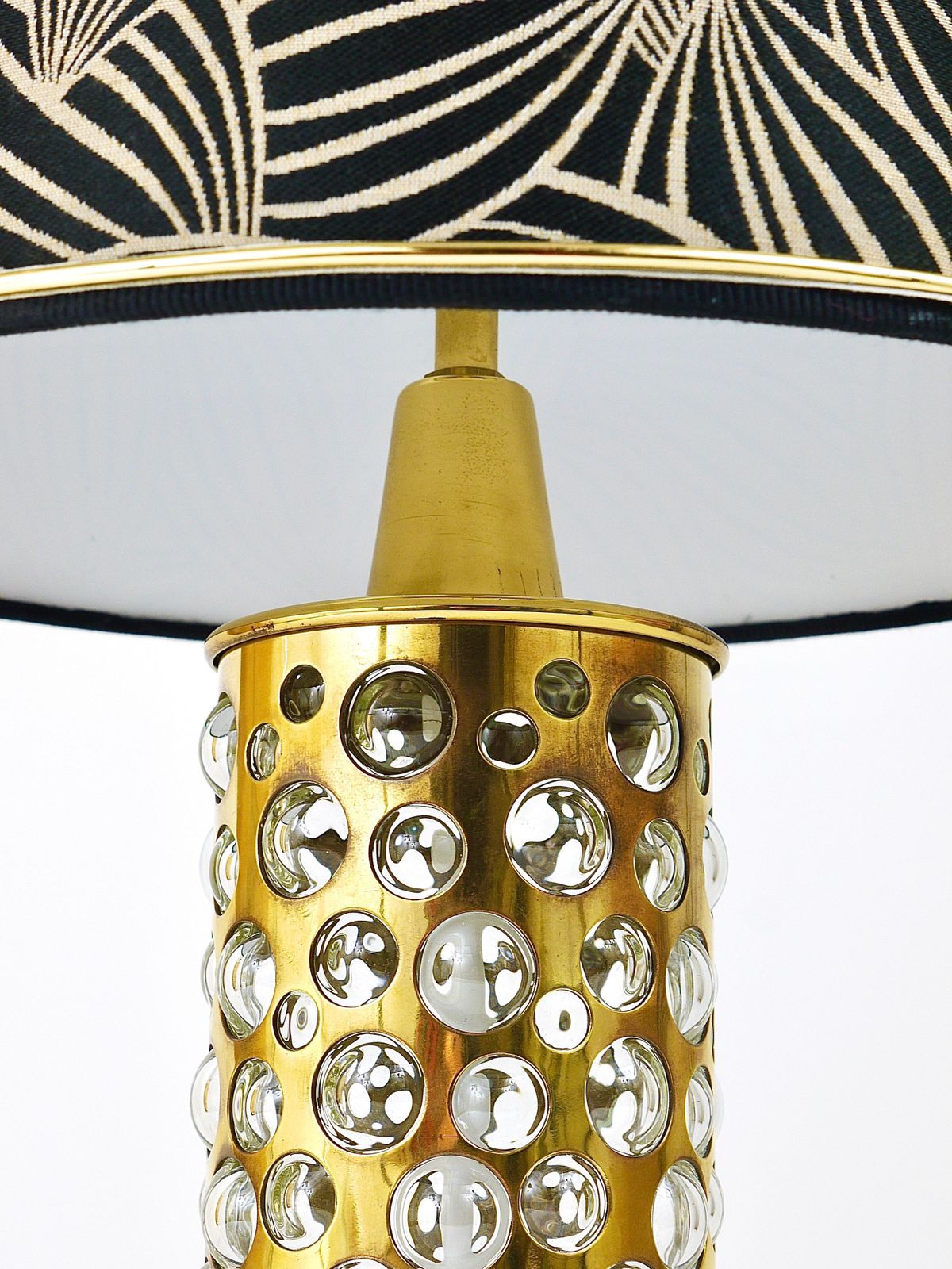 Rupert Nikoll Midcentury Brass Tube Bubble Glass Table Lamp, Austria, 1950s photo 2579.0