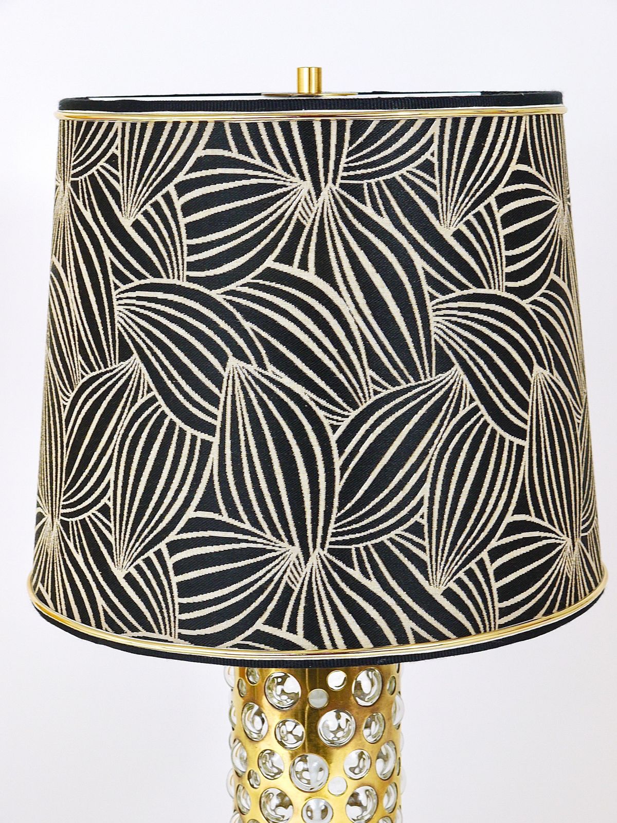 Rupert Nikoll Midcentury Brass Tube Bubble Glass Table Lamp, Austria, 1950s photo vinterior