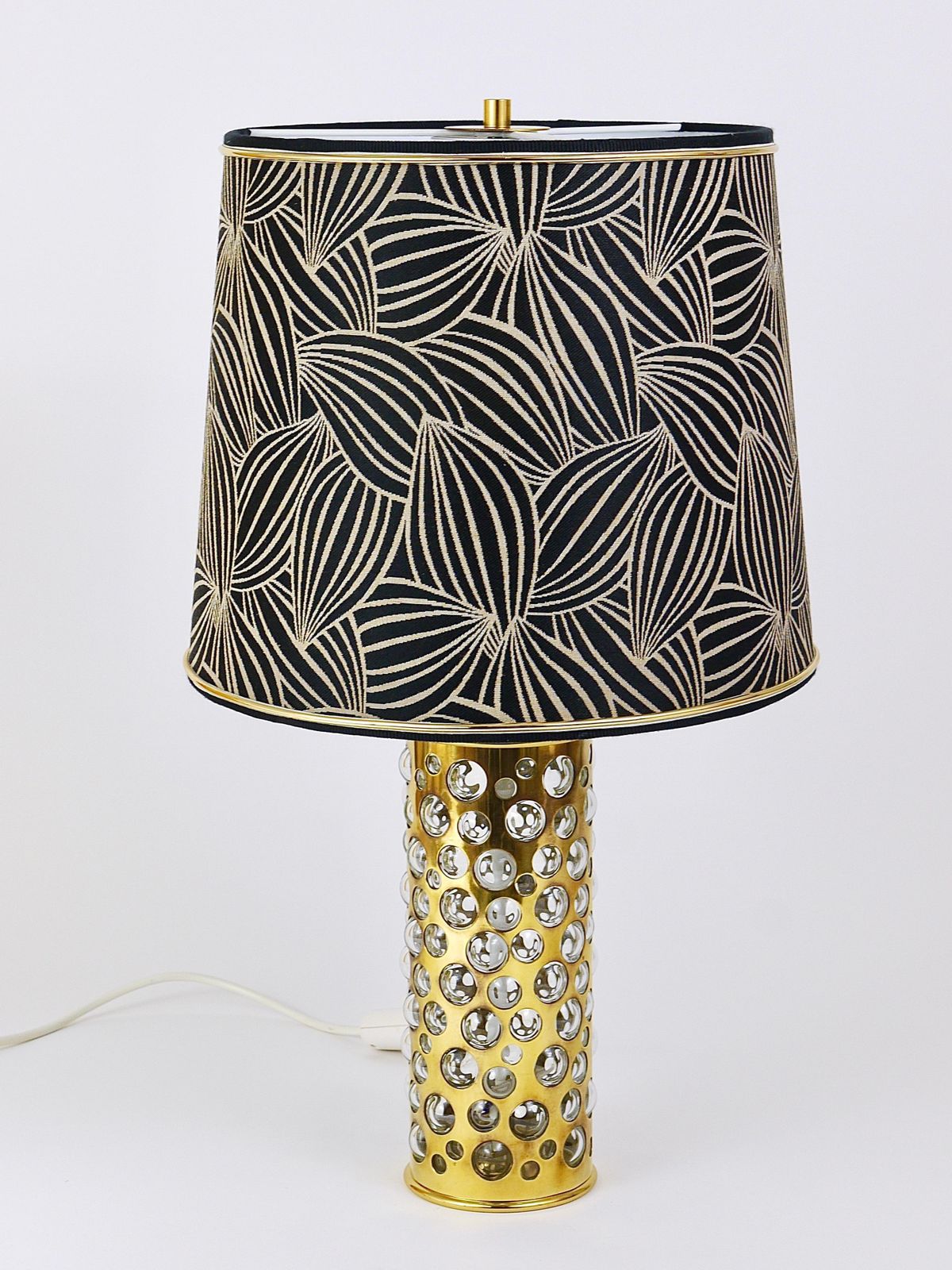 photo furniture Rupert Nikoll Midcentury Brass Tube Bubble Glass Table Lamp, Austria, 1950s